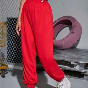 shein red sweatpants- s